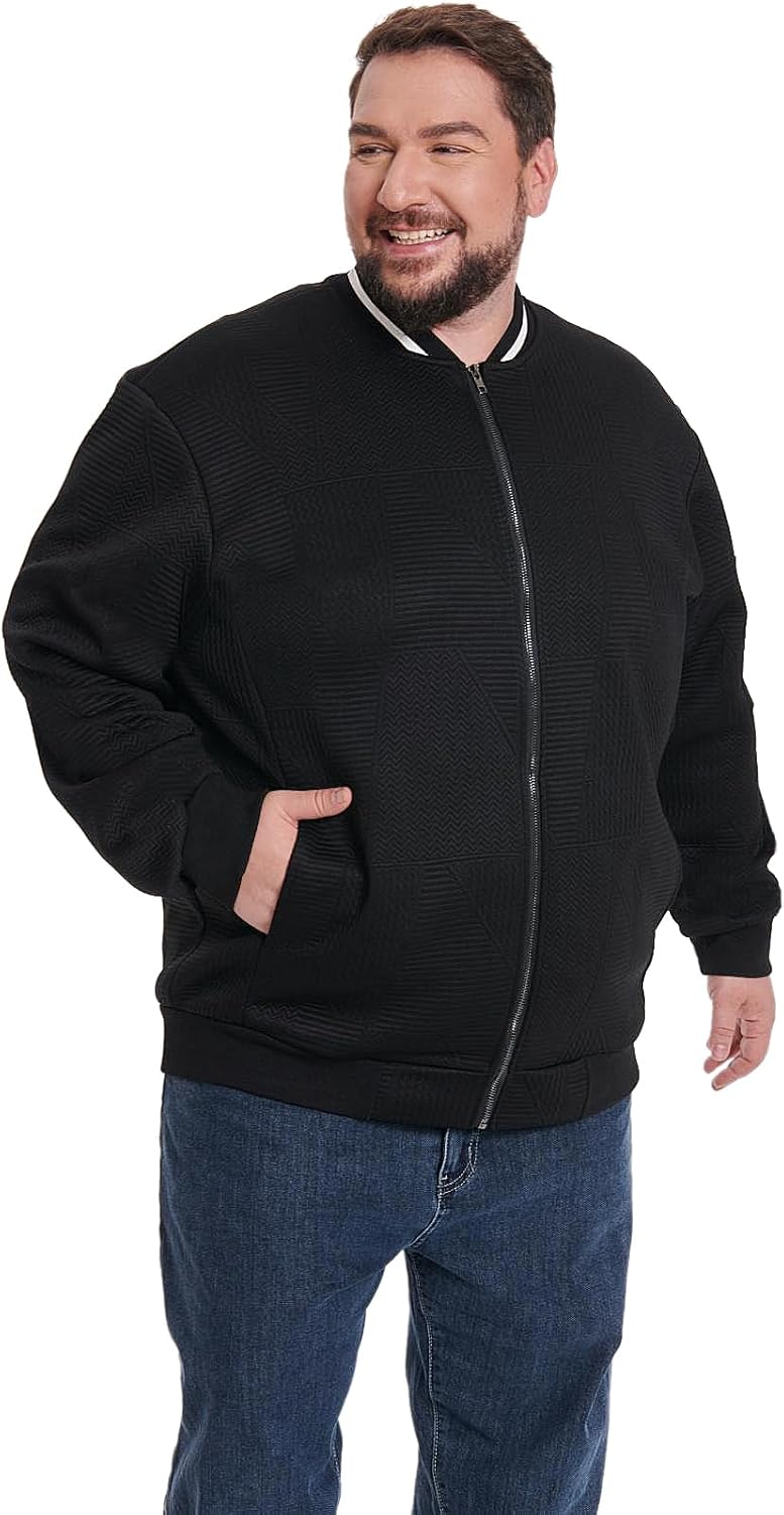 Lightweight Bomber Jacket Big and Tall for Men Varsity Jacket Fall Baseball Outwear, 2XL-6XL