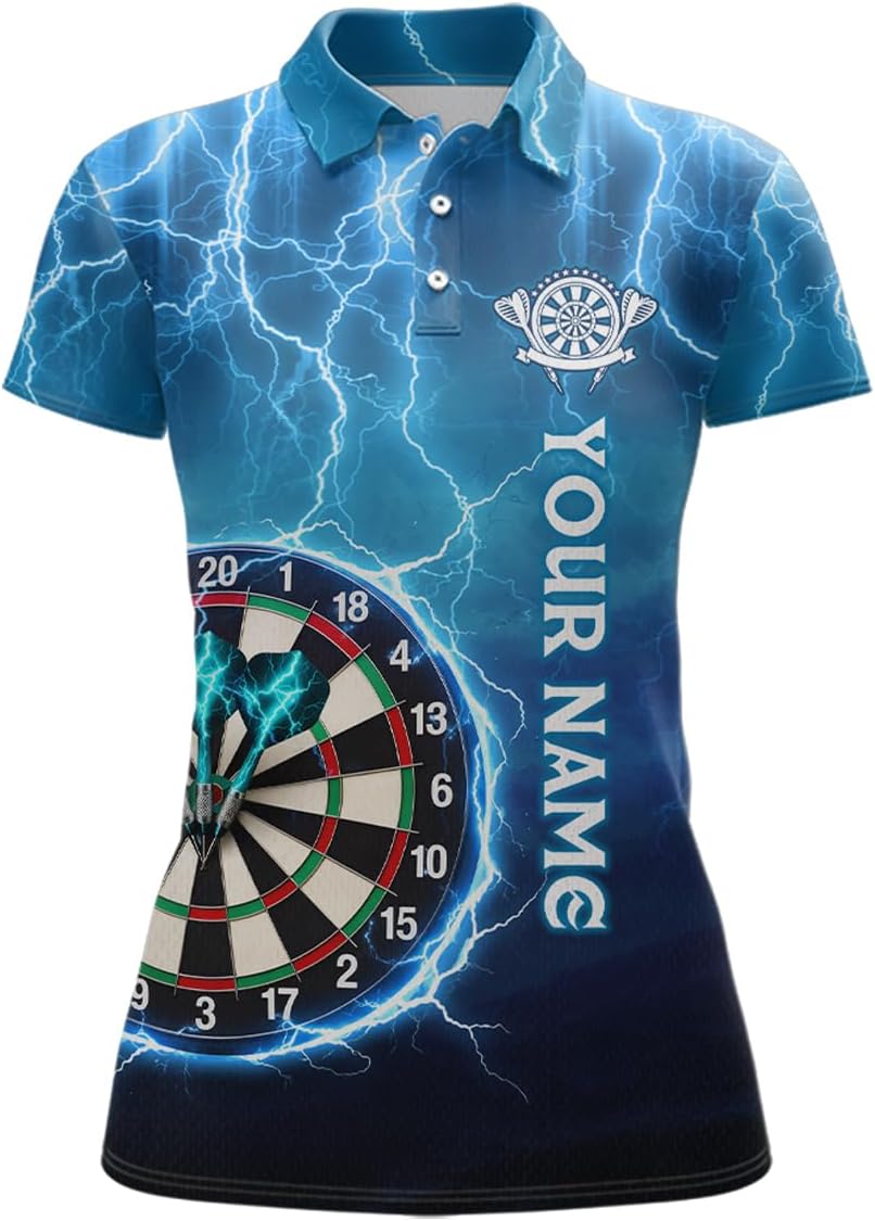 Lightning Thunder Dart Shirt for Men Women Team Dart Shirts Custom Blue Dart Jersey Dartboard Shirt Polo & Quarter-Zip Shirt