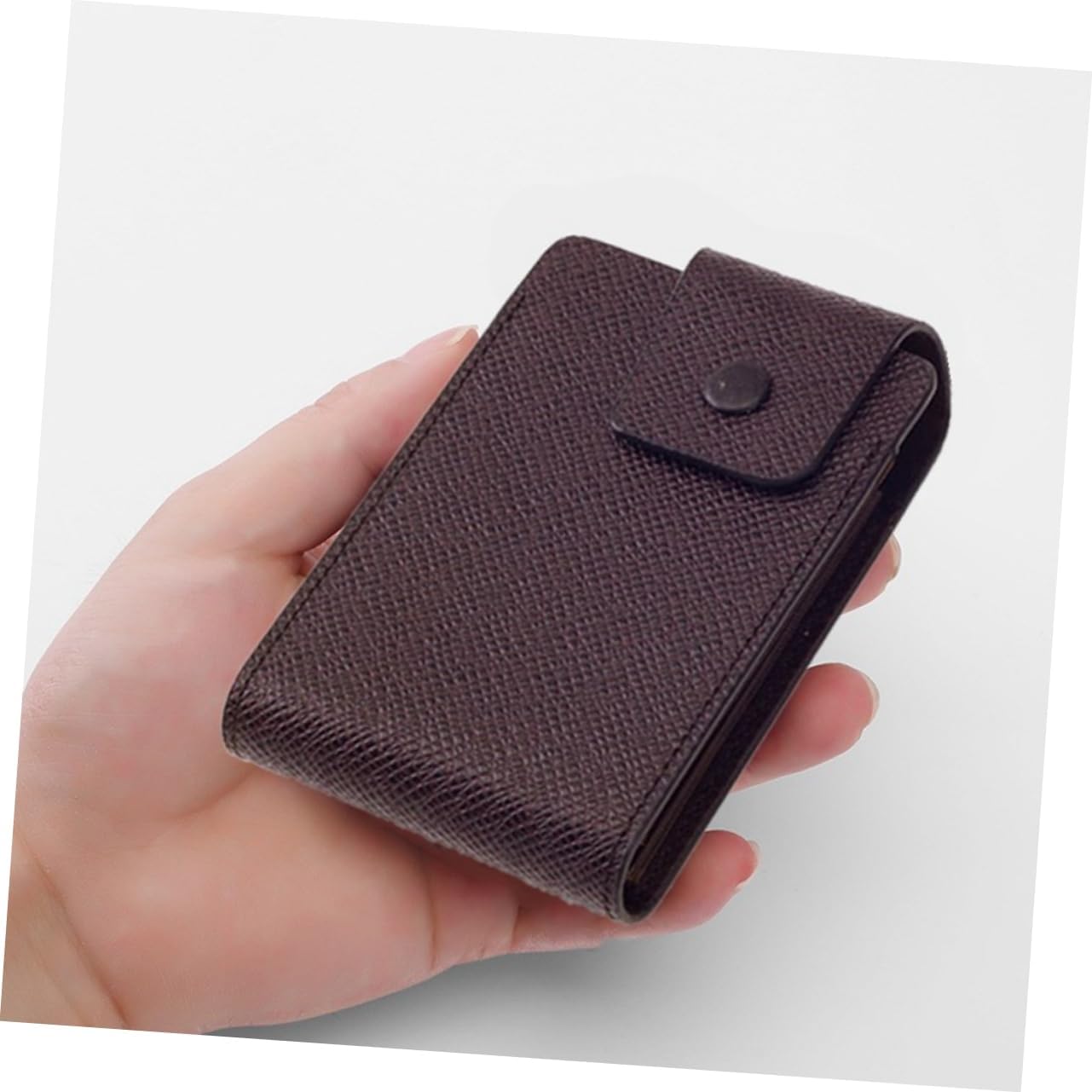 Men Certificate Storage Bag Id Card Coin Wallet Buckle Bag Fashion Pu Coffee