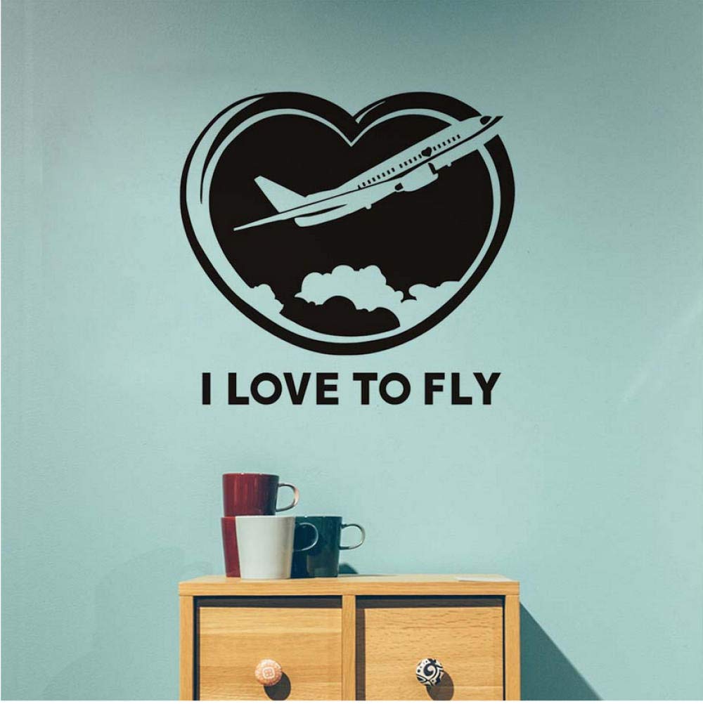 Fangminglei Airplane Rushed To The Sky Wall Sticker I Love To Fly Wall Art Decal For Plane Dreamer Kids Room Decoration