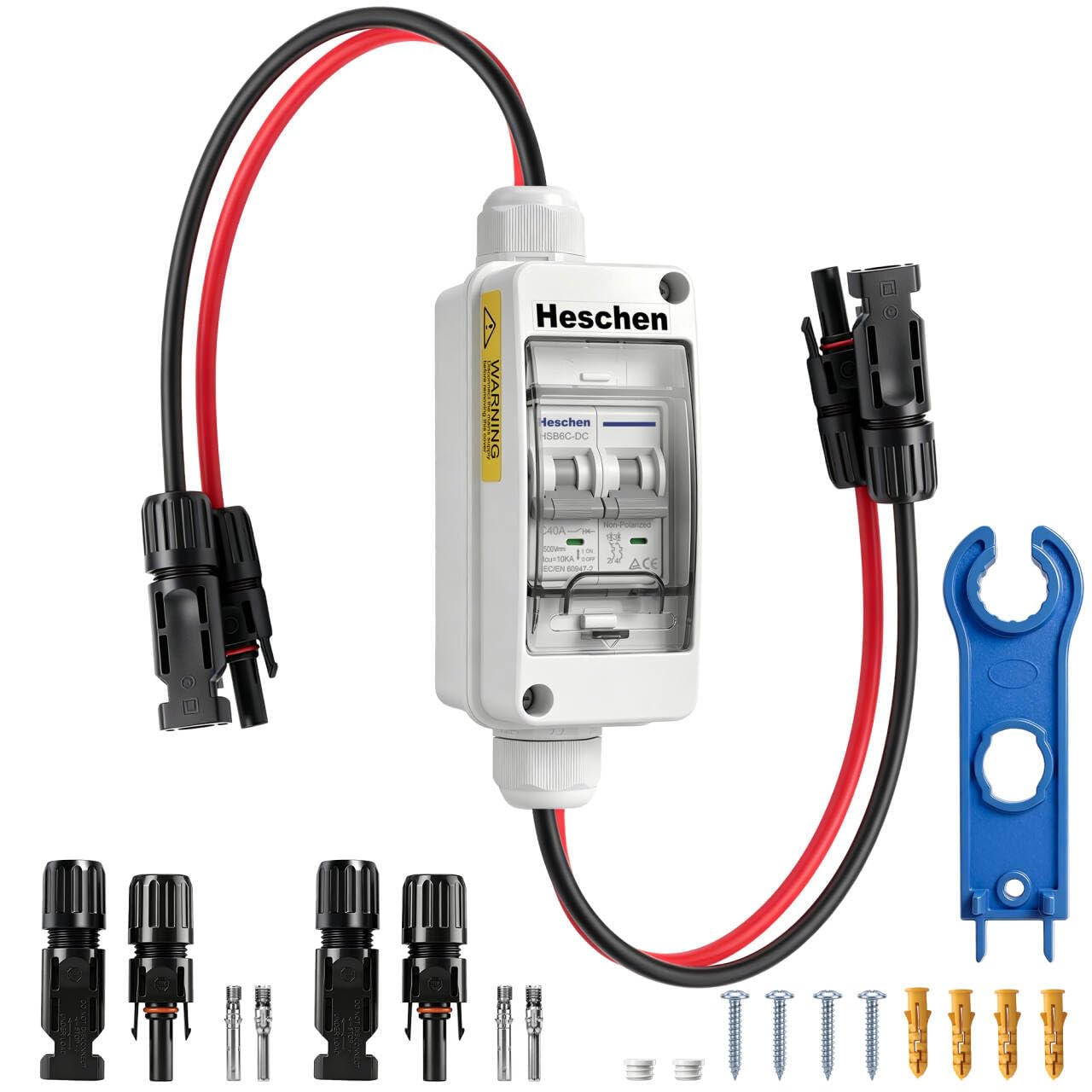 Солнечный изолятор Heschen 40A 500V DC с корпусом IP65, предварительно смонтированная распределительная коробка для фотоэлектричес