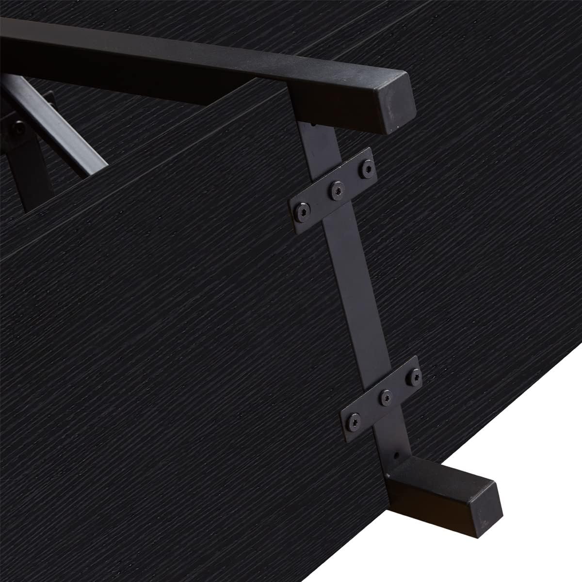 IBF Black Console Table, Modern Industrial Sofa Table with 3 Tier Storage Shelves, Farmhouse Wooden Metal Entryway Table for Living Room, Hallway, or Foyer, Black Oak, 63 Inch