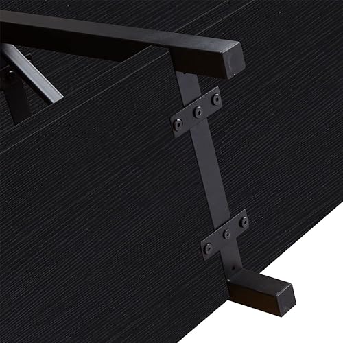 Miniatura 24 de IBF Mesa de entrada de granja, mesa consola larga rústica detrás del sofá, moderna mesa de sofá de madera de metal con estantes de almacenamiento,