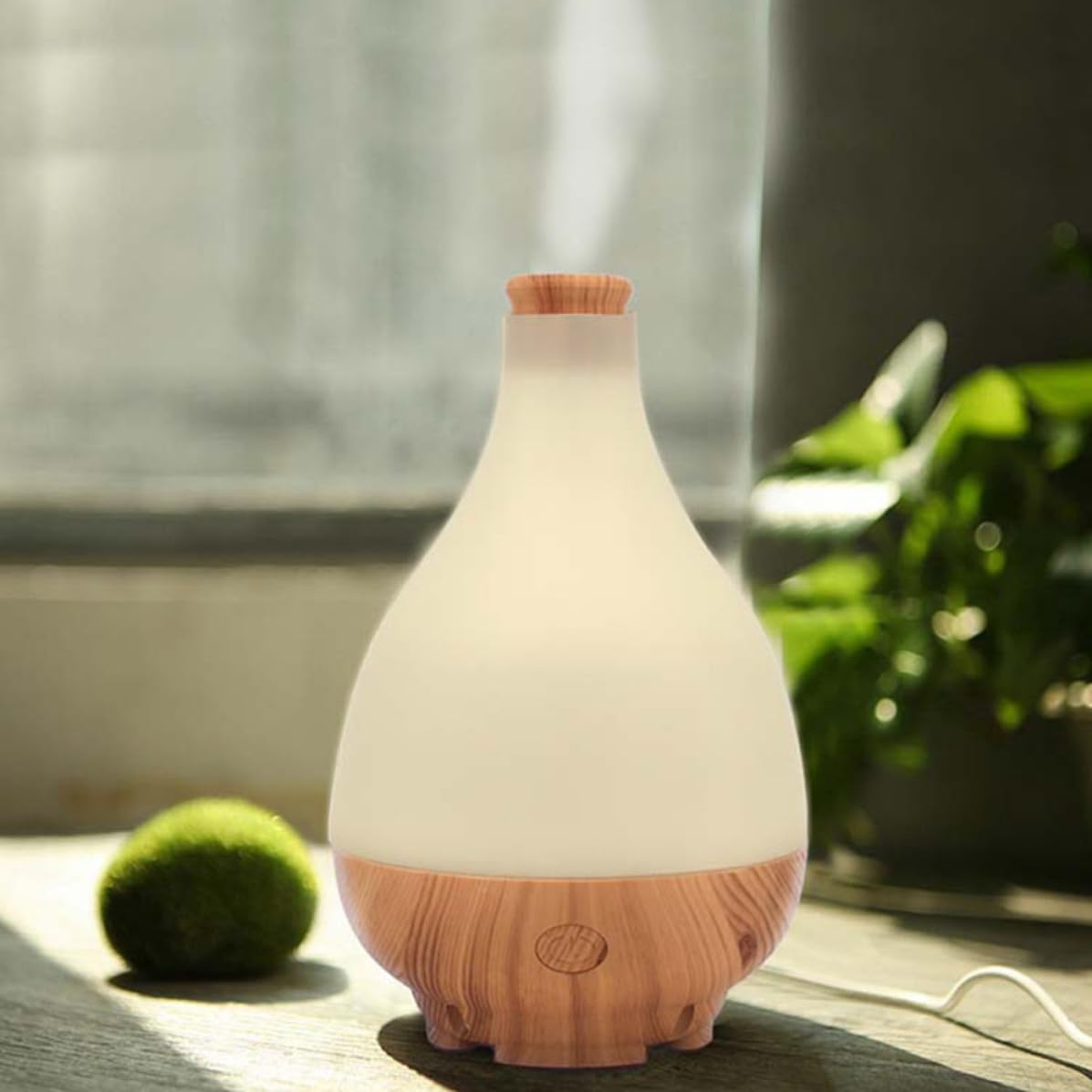 GALPADA 1pieza Humidificador de Escritorio Silencioso con Difusor de Aceites Esenciales Forma de Florero Luz LED para Oficina y Hogar Mini Aromaterapia Portátil
