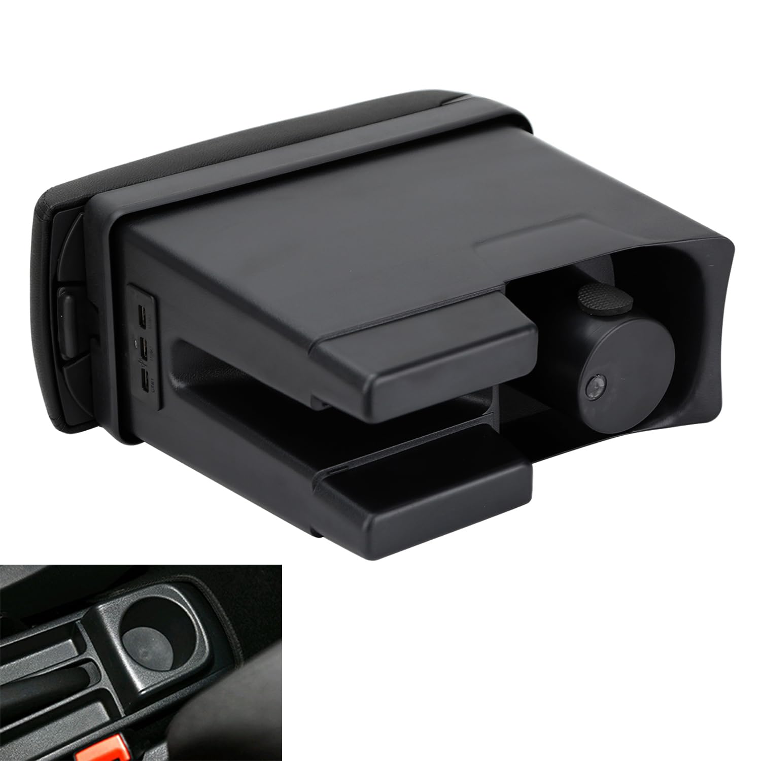YJYWZH Bracciolo per VW Polo, Vano Portaoggetti a Doppio Strato con Console Centrale, Poggiabraccio Nero, Facile da Installare (Anno 2010–2018) (Nero)