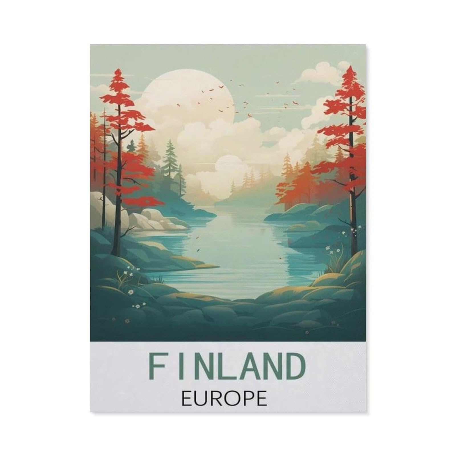 Beayodkp （50 X 60 Cm/19.68 X 23.62 Inches） Full Diamond 5D Diy Diamond Painting，Finland Europe Vintage Travel Poster，3D Diamond Embroidery Cross Stitch Mosaic Needle Works-Ci2