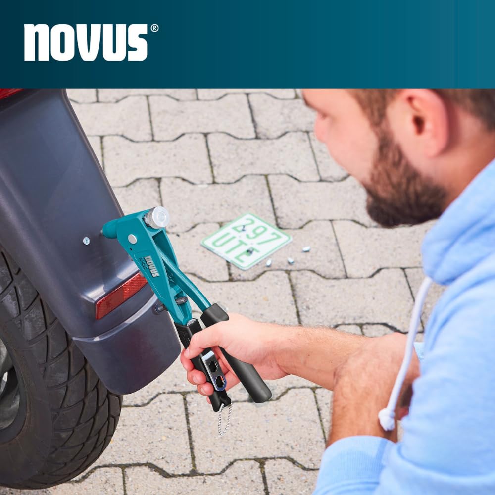 NOVUS TOOLS Juego de 40 tuercas de remache ciego N-120, alicates profesionales universales con cabeza de precisión, boquillas M4/M5/M6 integradas con mandril roscado, para aluminio o acero
