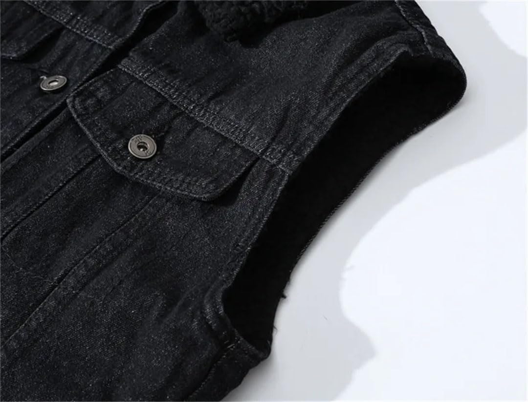 Gilet da uomo in cotone jeans gilet da uomo senza maniche in denim giacca da cowboy in pile gilet hip hop streetwear