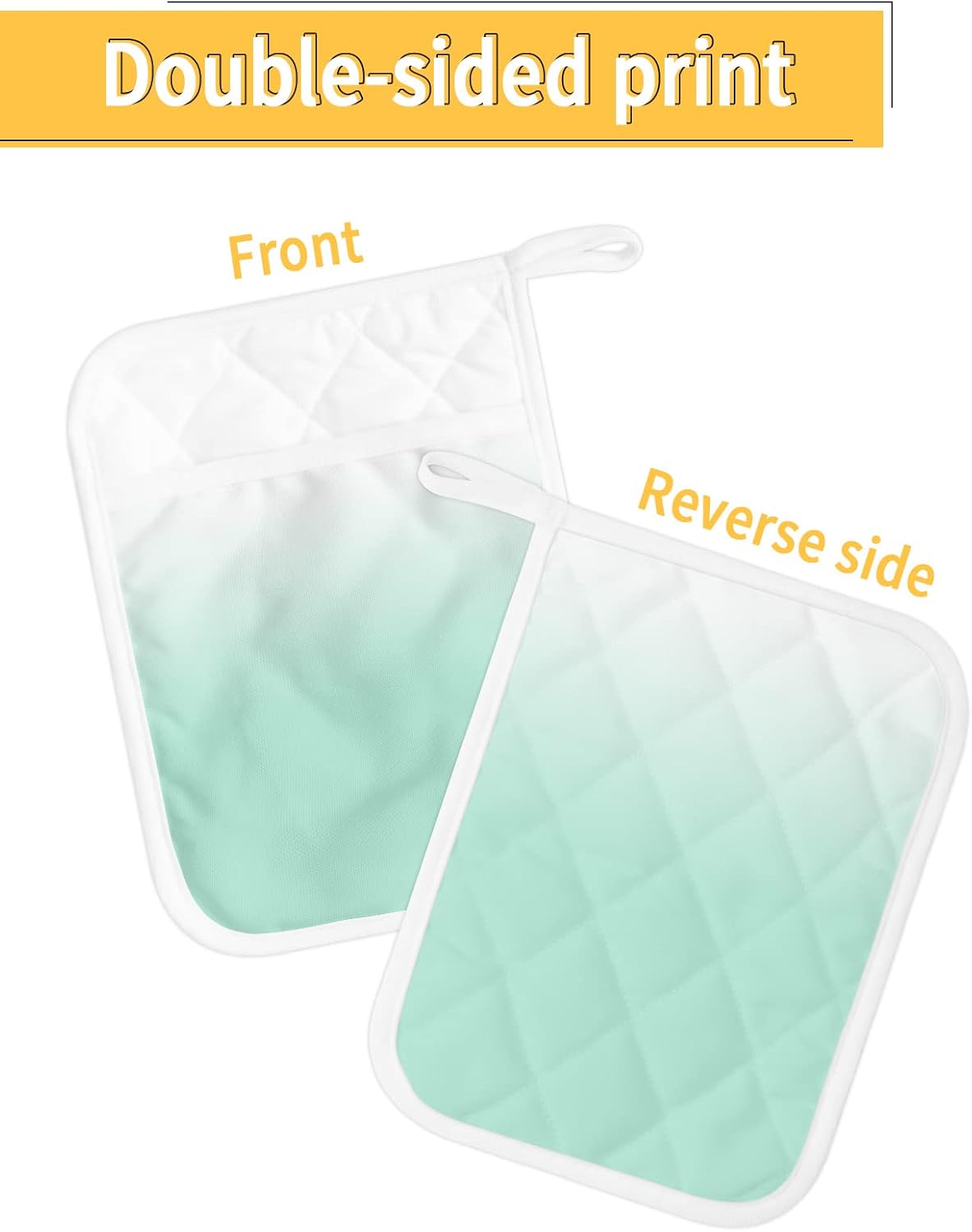 5 Pack Pot Holder with Pocket, Green Gradient Art on White Kitchen Potholders Heat Proof Non Slip Pot Holders Sets, Summer Style Hot Pads Potholder for Cooking Baking BBQ