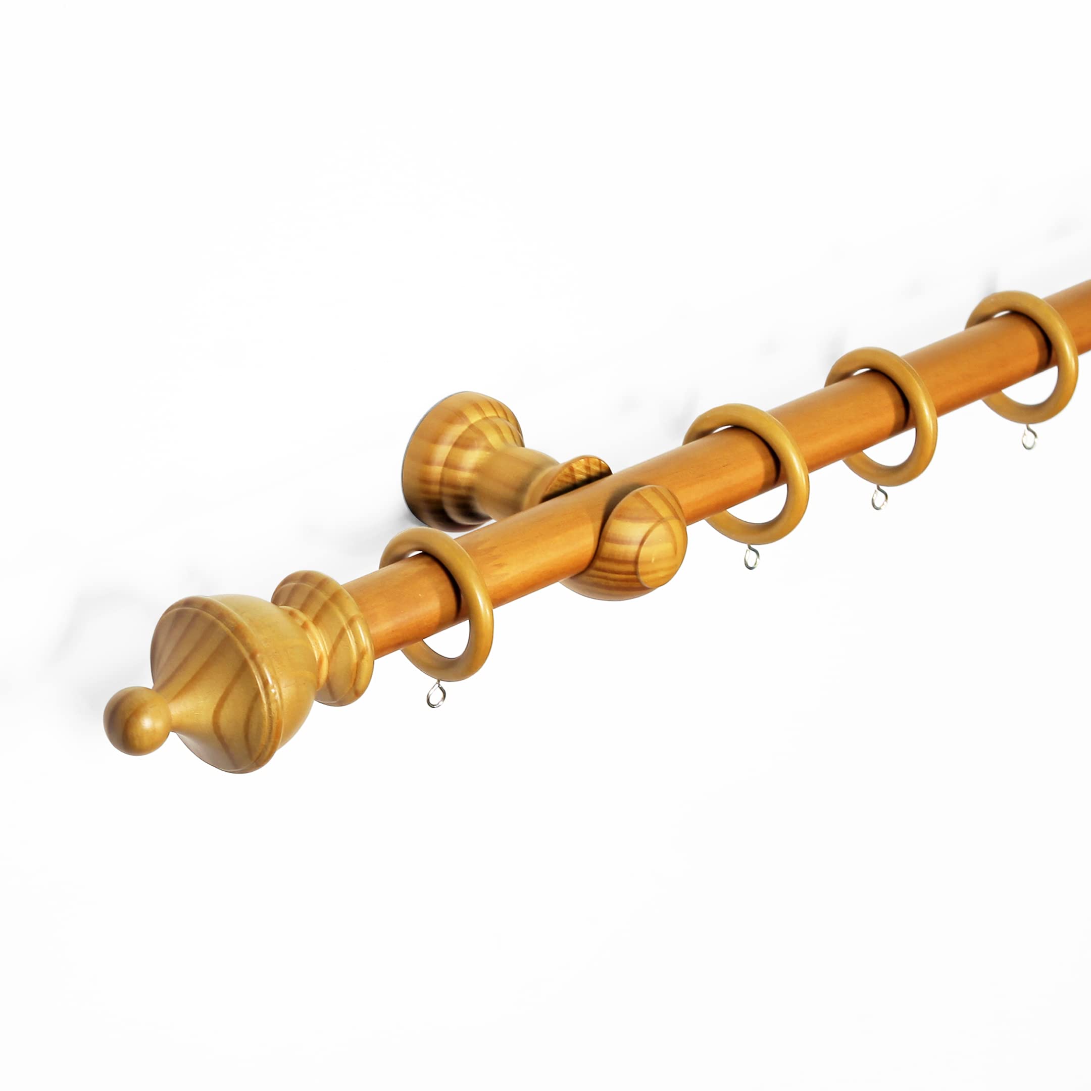 Kestral Aged Oak Urn Urn Finial 28 Mm Wooden Curtain Poles Fixed Length Multi Finials Curtain Pole Wooden Beautiful Design Wooden Finials, 180 Cm