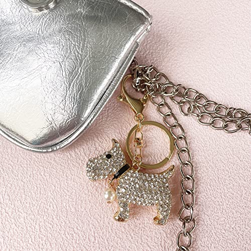 Swjewel Rhinestone Keychain Dog Cute Sparkly Crystal Bling Puppy Keychain Car Keys Ring Accessories For Women Girl Handbag Purse Backpack Pendant Charms-Blue #TOP4