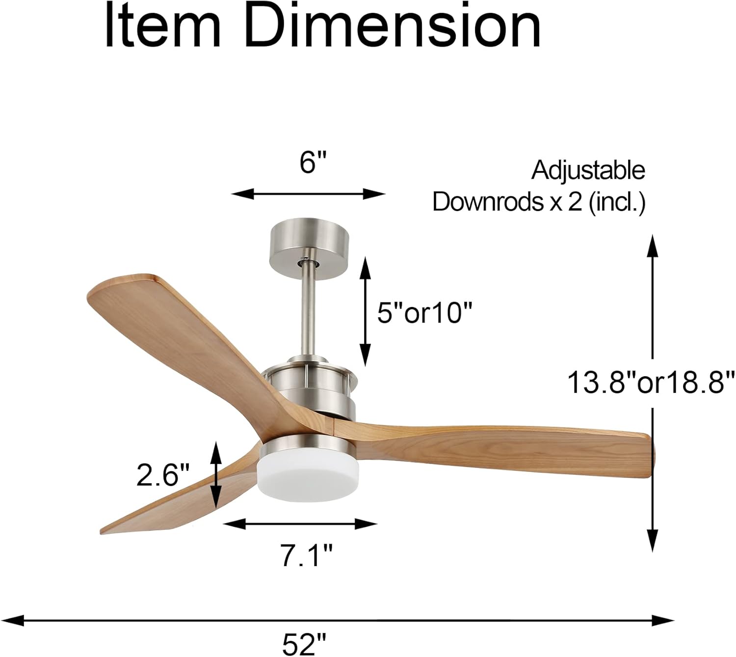 Bella Depot Ceiling Fan Dimensions Diagram