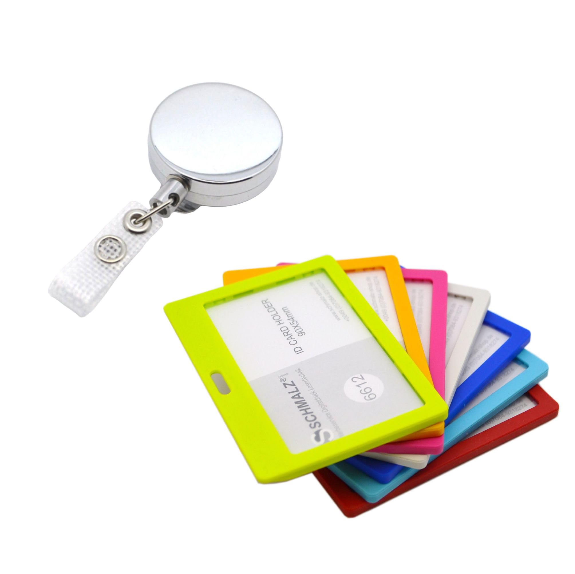 Schmalz 10 STÜCK Kartenhalter mit Ausweisjojo Praktischer ID Holder für Ausweise Zugangskarten & Namensschilder mit Clip Karabiner Jojo-Mechanismus für Büro Veranstaltungen&Konferenzen (bunt gemischt)