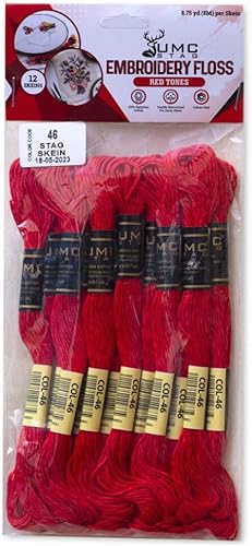 Miniatura 3 de Paquete de 12 hilos de bordar rojos de alta calidad, madejas 100% algodón egipcio de alta calidad, hilo de bordado de punto de cruz, algodón