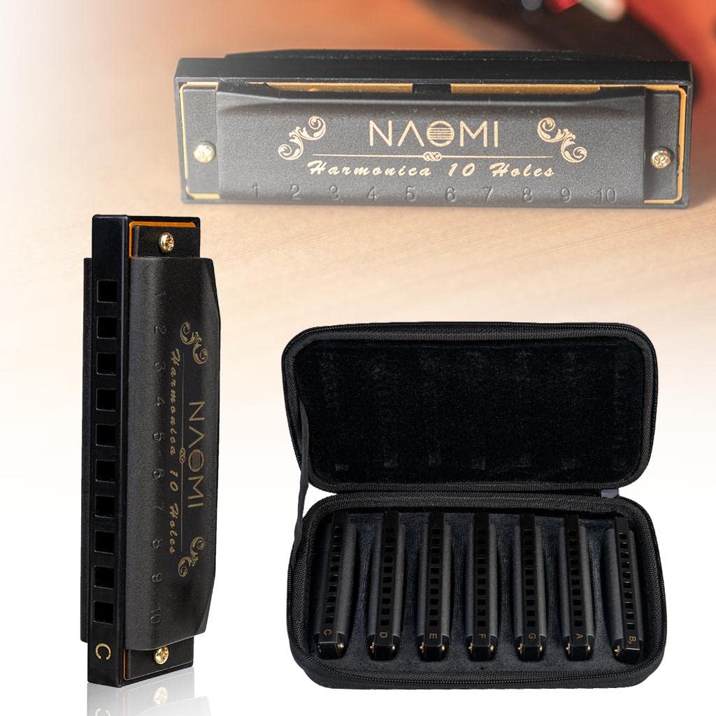 NAOMI - Armonica Piemonte Blues Arpa, set da 7 pezzi, con custodia