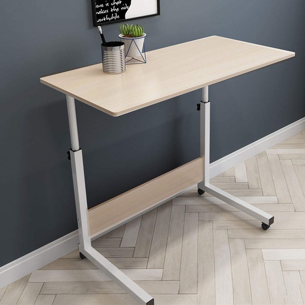 Laptop Table Overbed Table with Wheels Height Adjustable Medical Bedside Table Room Laptop Lazy Lift Desk for Home