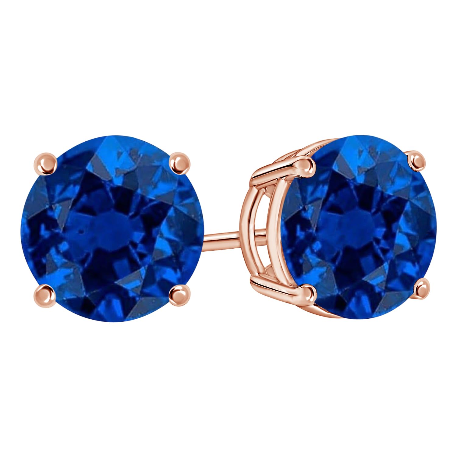 14K Rose Gold 0.5 Carat Natural Emerald Stud Earrings 4 Prong Push Back for Women