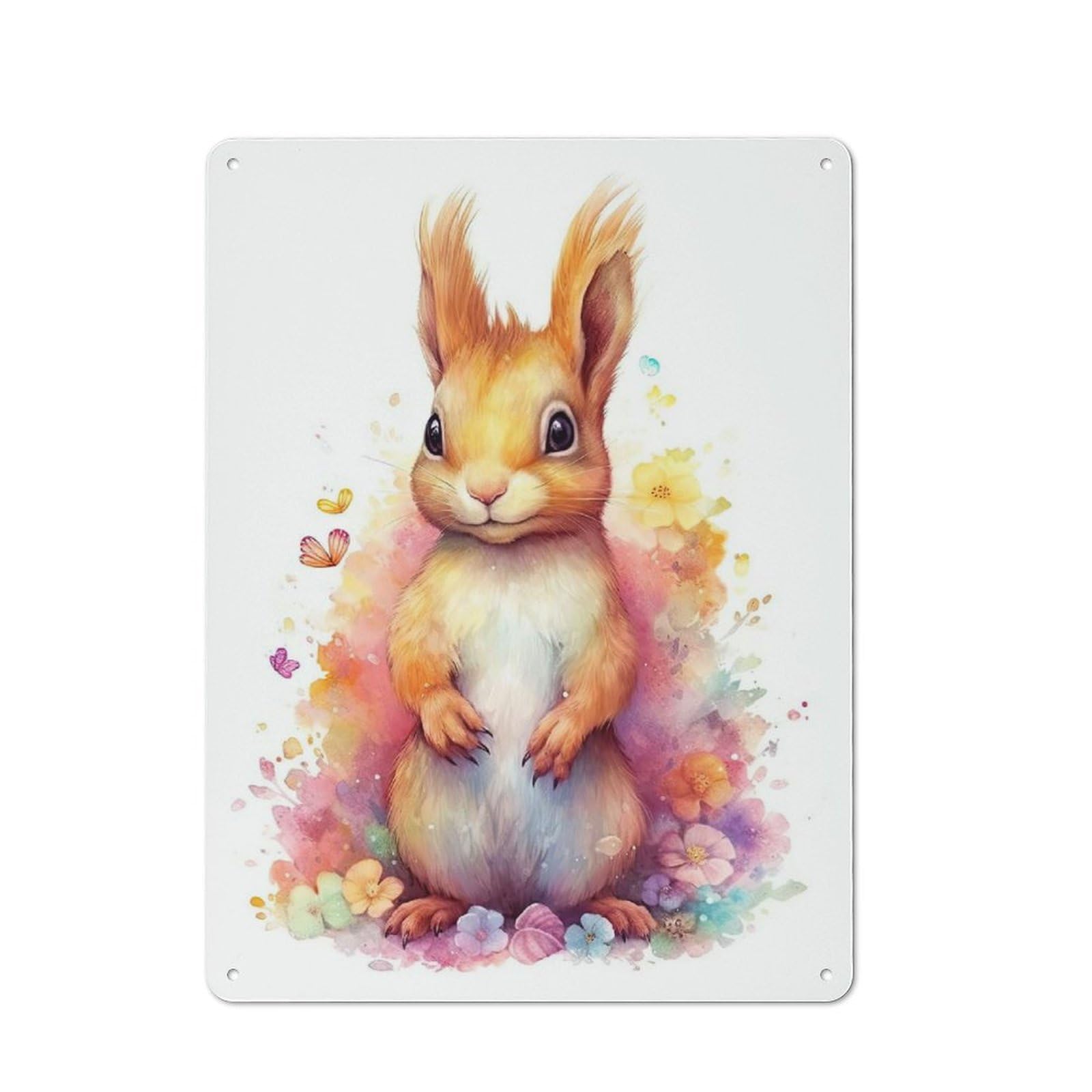 Bistro Style Watercolor Squirrel Art Tin Wall Sign 40x30cm, Shop Wall Decor for Takeaway, Bar, Kitchen Or Counter Area