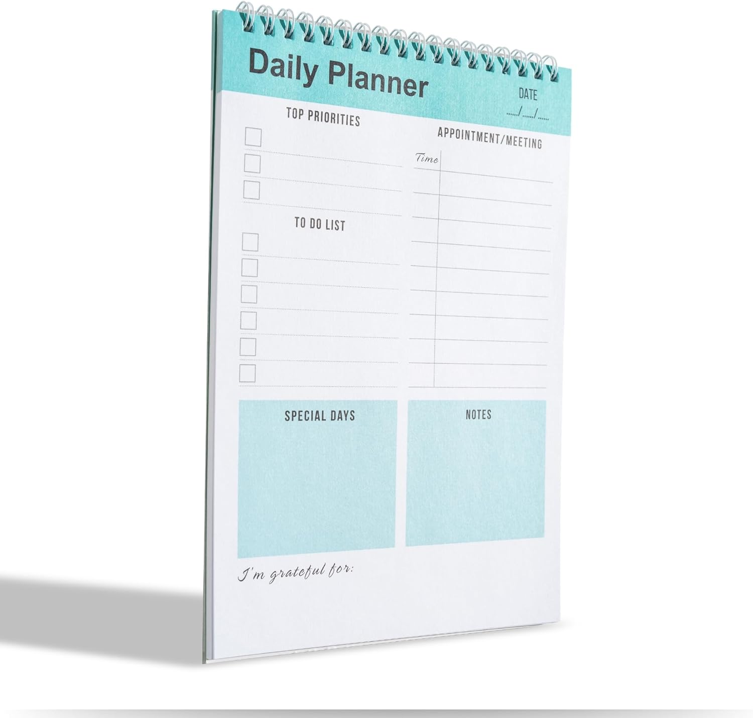 Daily Planner, To Do List Notepad, Spiral Notebook, Undated-52 Sheets-6.5" x 9.8" Checklist, Notebooks for Work, Personal Organizer Notepad, Daily Task Notebook (Green)