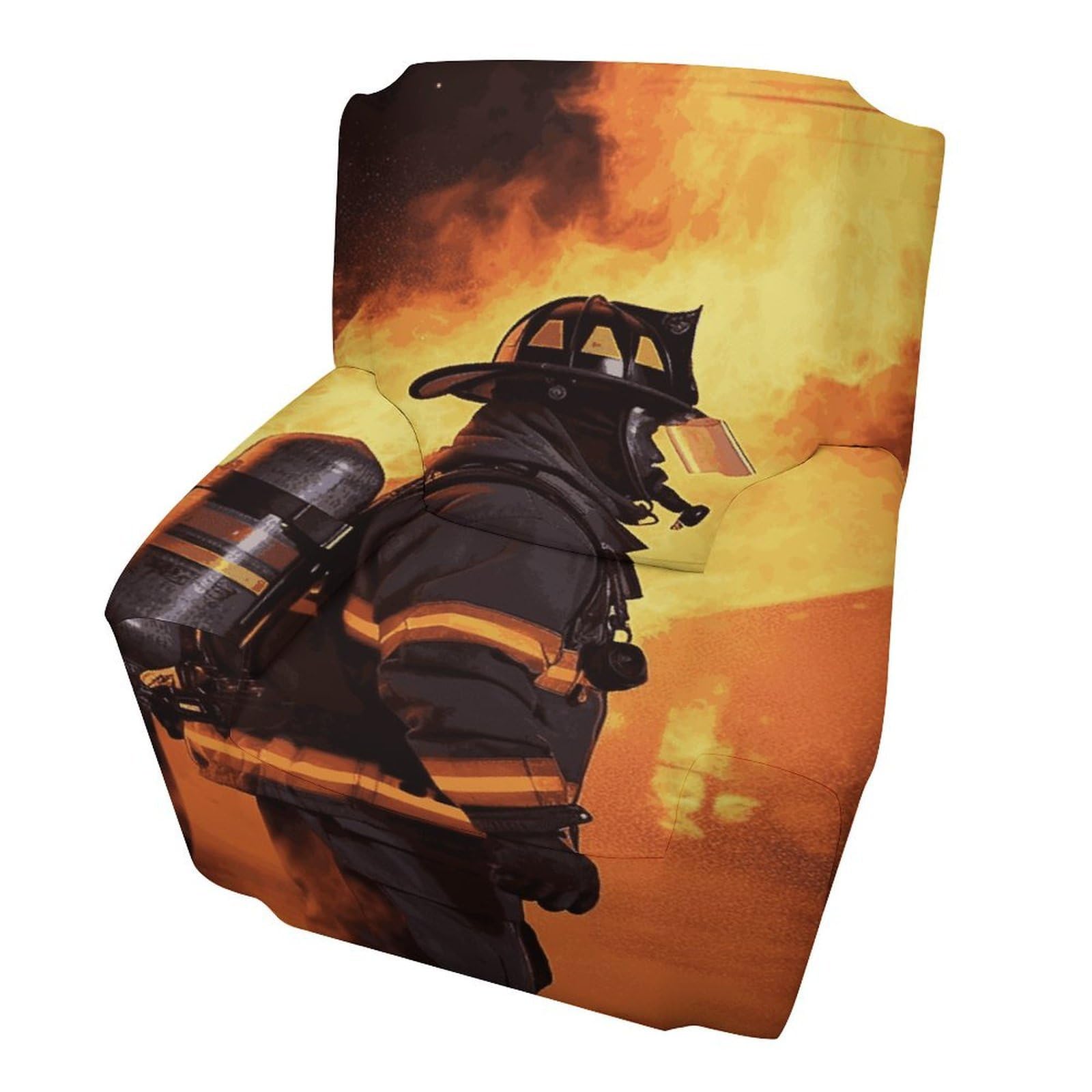 Fodpand Style Firefighter Fireman Flame Sofa Cover Soft 1 Seater Sofa Slipcover For Pets Washable,Couch Cover With Elastic Straps Furniture Protector