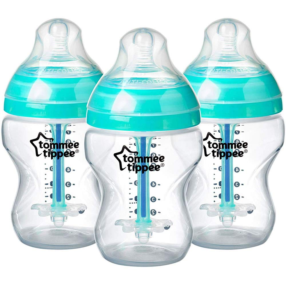 Tommee Tippee Anti-Colic Baby Bottles, Slow Flow Breast-Like Nipple and Unique Anti-Colic Venting System (9oz, 3 Count)