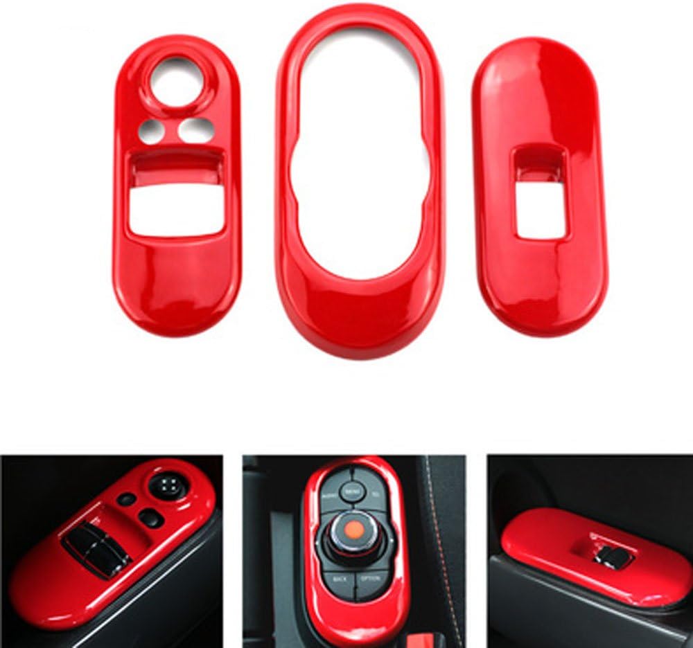 3 pieces Red Power Window Switch & Center Console Panel