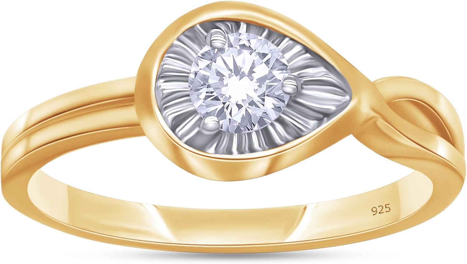 Solitaire Wedding Band Ring for Women | Round Shape Lab Grown Diamond Or Moissanite Miracle Set Infinity Promise Ring | 14K Gold Over Sterling Silver Jewelry Gifts For Her