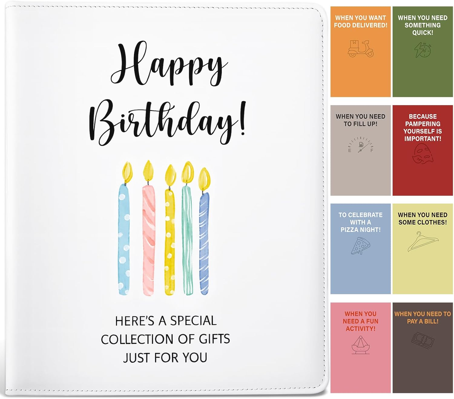 Epakh Happy Birthday Gift Card Book 9 x 7 Inch Greeting Cards Booklet Keeper Organizer Books with 24 Pages Album Keeper Personalized for Birthday Party Favors