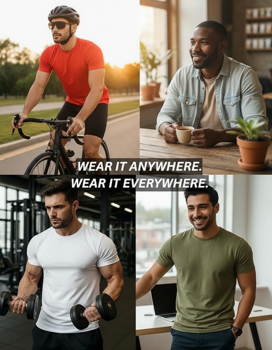 Men’s 100% Cotton T-Shirt, Crew Neck Soft Premium Regular Fit Tee, Plain Short Sleeve Comfort Fit Tees for Men - Image 5