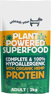 HOWND Vegan Dog Food - Complete Plant Powered Superfood 100% Vegan Hypoallergenic Dog Food - Dog food hypoallergenic dry Hemp Protein and Moringa Adult - Vegan Dry Dog Food 2KG