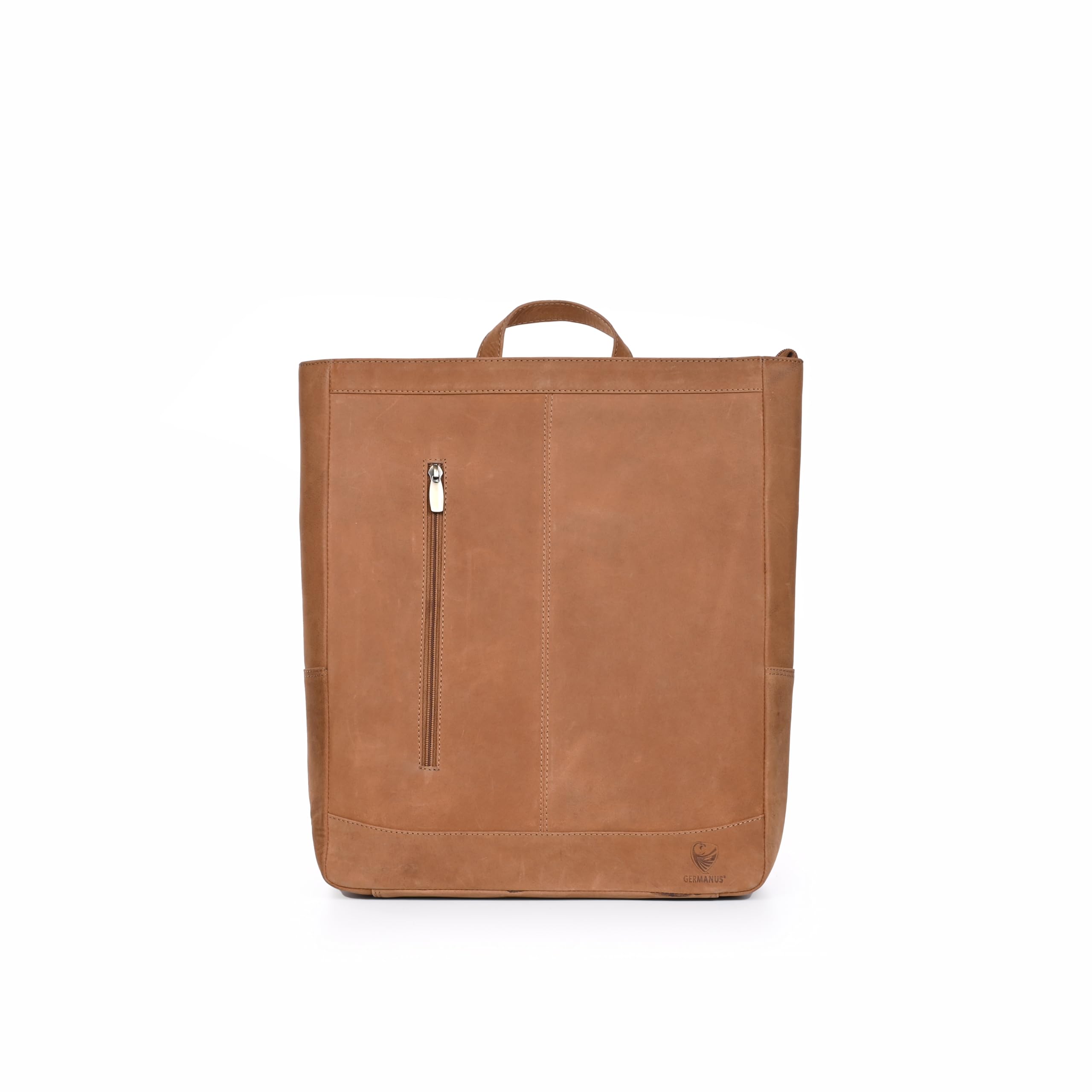 GERMANUS Rucksack Leder Milan Kurierrucksack Laptoptasche für Damen und Herren 11l (Wildbraun)