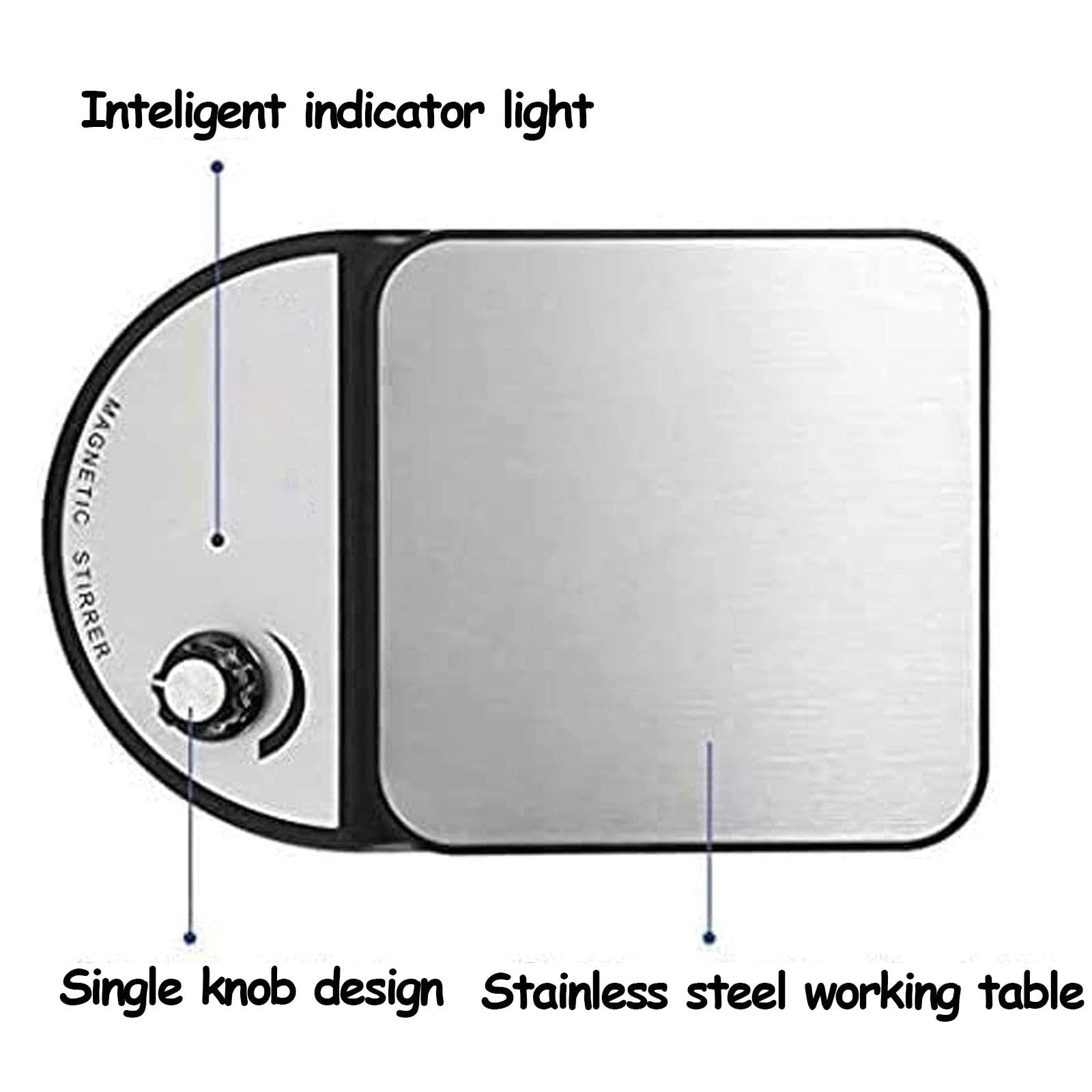 Agitador Magnético de Laboratorio con Barra Agitadora Magnética, 3500 RPM, Máx. Capacidad: 3500 Ml, Panel de Aluminio de 13 Cm de Diámetro para Investigación Científica, Aula