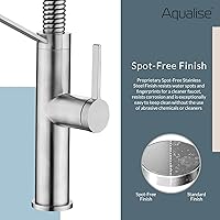 Vista 3 de AQUALISE Grifo de cocina con rociador desplegable – Grifos de cocina de estilo comercial – Acoplamiento magnético de 22.625 pulgadas de alto arco