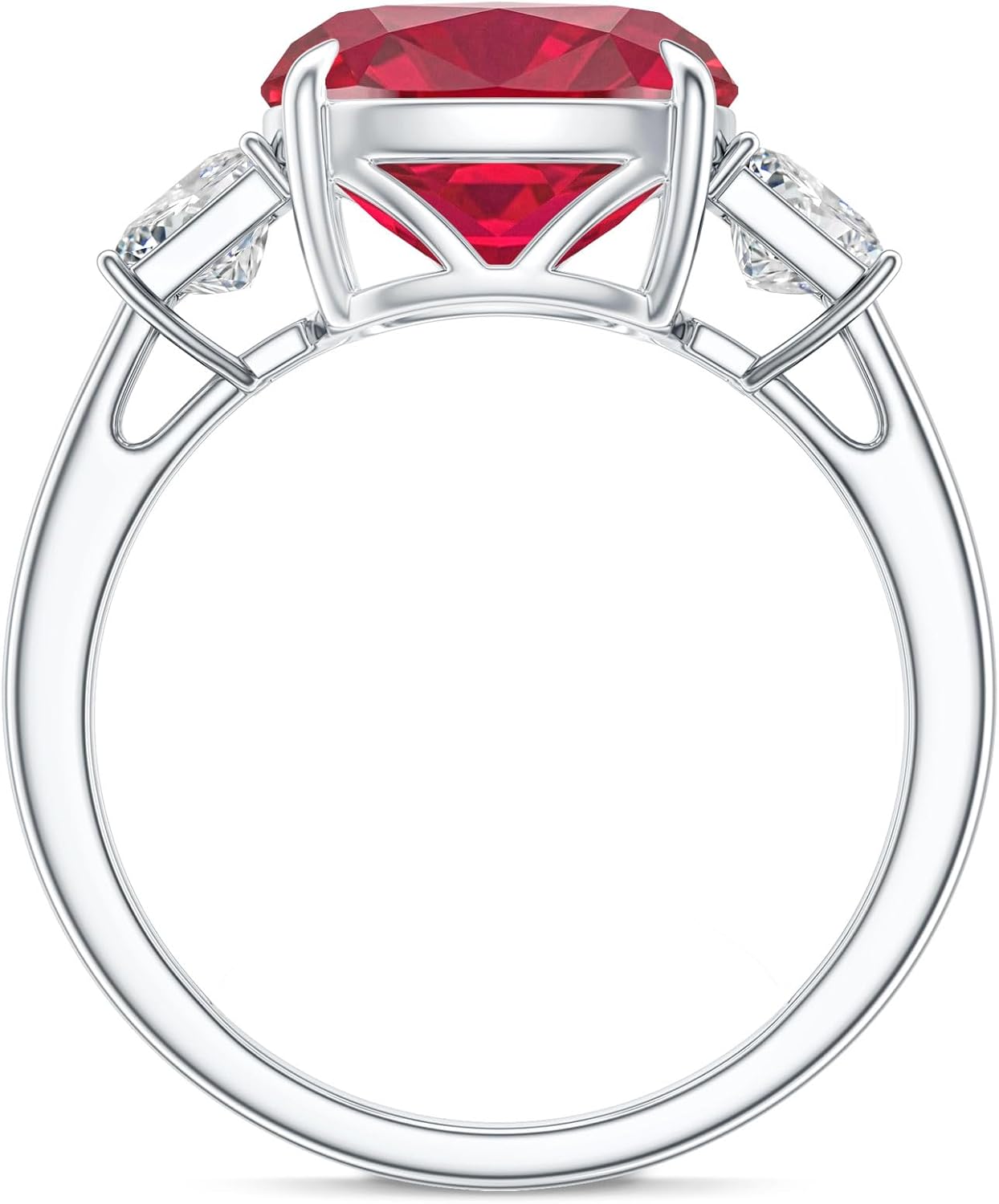 Certified 3.8 Carat Lab Grown Ruby Cushion Cut Engagement Ring, AAAA Quality, Ruby Statement Ring - Mothers Day Gift