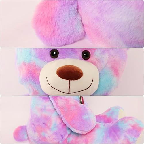 Miniatura 4 de Tezituor Oso de peluche grande peluche gigante de 52 pulgadas regalo suave morado arcoíris para San Valentín Navidad cumpleaños