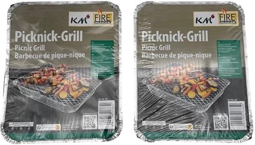 Einweggrill KM Firemaker 2 Packungen mit 450 g Holzkohle