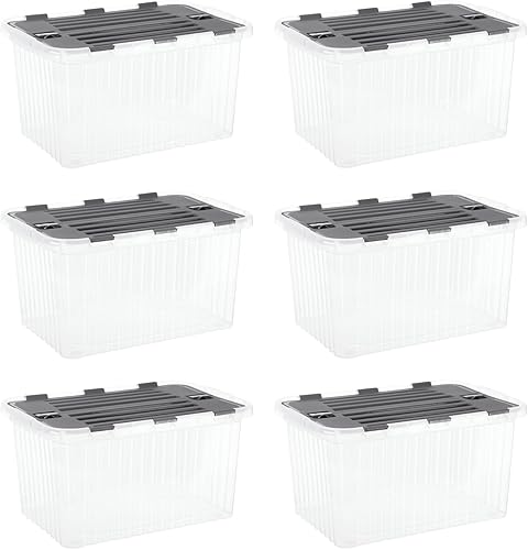 Miniatura 66 de Superio Cajas de almacenamiento transparentes con tapas, contenedores de plástico de 4.5 cuartos para organizar, cajas apilables, sin BPA, no