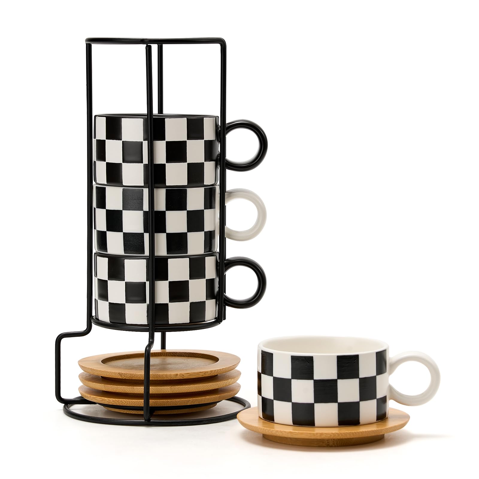 Amazon.com: LUKA 6 Ounce Ceramic Stackable Black and White