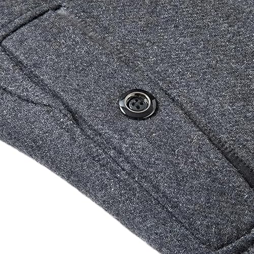 ANUFER Hombre Aislado Mezcla de Lana Gabardina Botonadura Sencilla Invierno Abrigo con Cuello Interior Desmontable SN0711180 Gris L - imagen 6