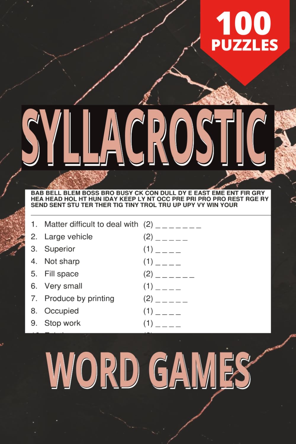 Syllacrostic Puzzle Book for Adults: Unique Syllable-Based Crossword Puzzles with Solutions | Brain Games for Adults, Seniors & Puzzle Lovers