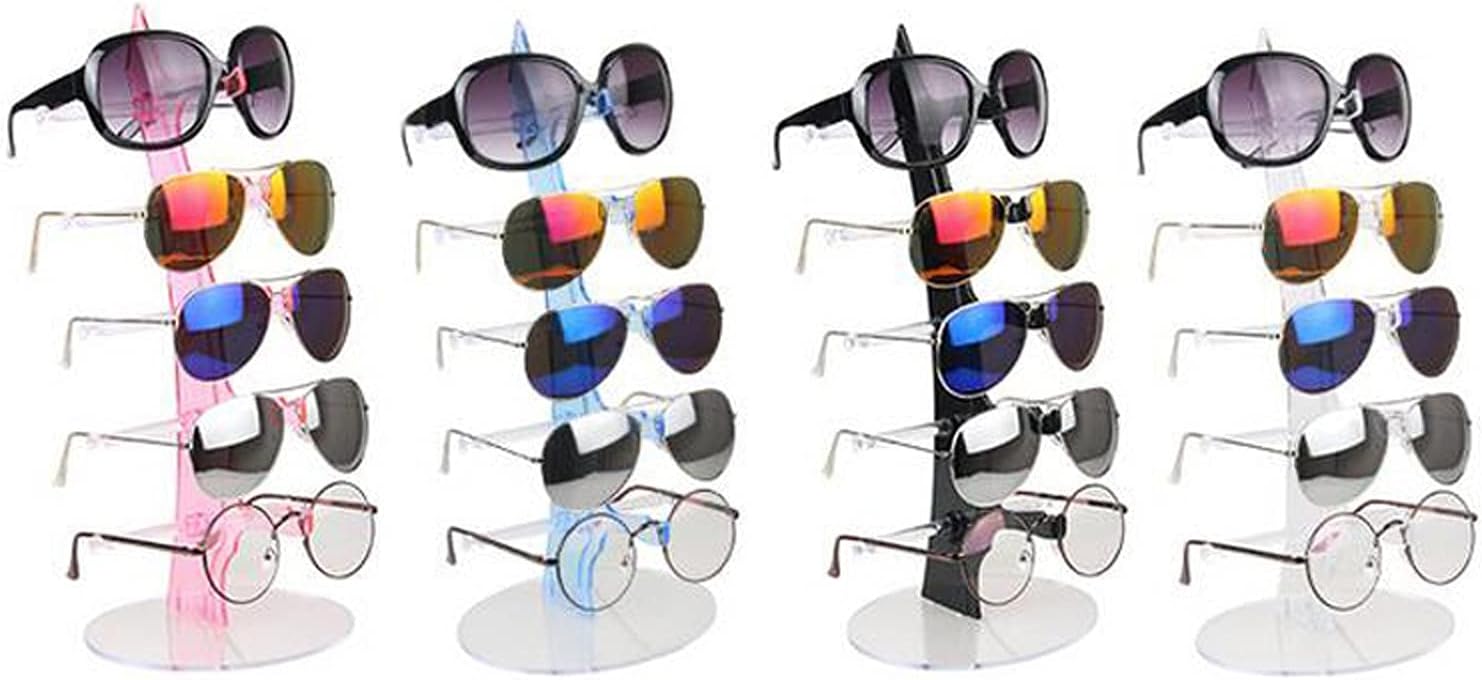 5 Layers Sunglasses Holder Glasses Display Rack Counter Stand Jewelry Show Packaging Display Eyeglasses Storage Tool Sunglasses Display Stand (Color : Black Holder) (Pink Holder)