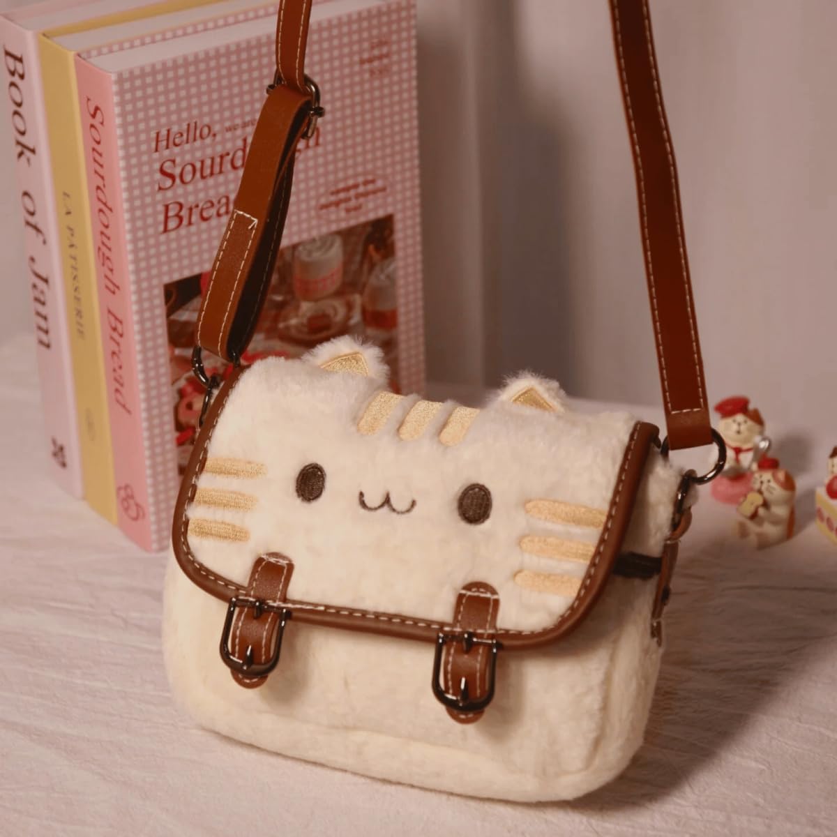 Cute Kawaii Cat Purse Plush Mini Crossbody Bag for Women, Soft Adjustable Shoulder Handbag for Cat Lovers, Novelty Gift for Christmas Valentine's Birthday (7.8x6.7x2 Inch) - Image 9