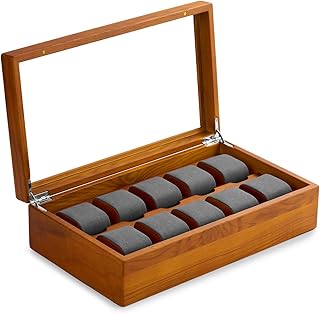 腕時計の収納箱 木の腕時計の収納箱は10個の腕時計 ダークグレーの腕時計の枕 磁石を握ることができる