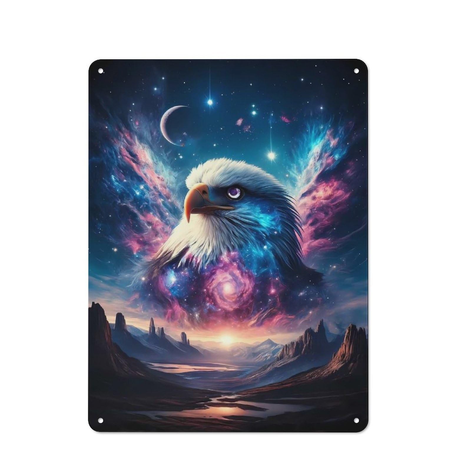 Nostalgic Decorative Tin Plaque 40x30cm Featuring Cosmic Eagle, Classic Pub Decor for Cafe, Pub, Workshop Or Home Bar