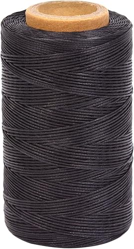 Hilo encerado de 284 yardas 150D 0.031 in Hilo encerado para reparación de zapatos, encuadernación, cuero, manualidades, bricolaje (negro)