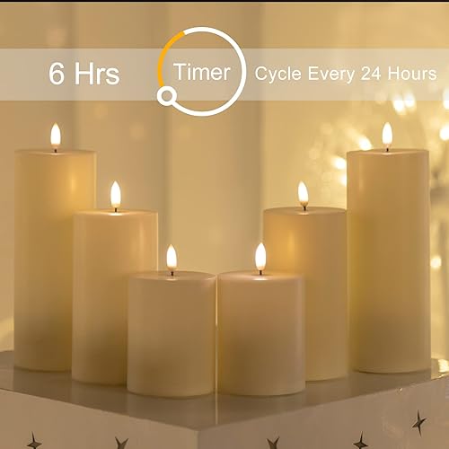 Miniatura 5 de ANGELLOONG Velas sin llama para exteriores con temporizador, impermeables, funcionan con pilas con llama parpadeante, juego de 2 velas LED