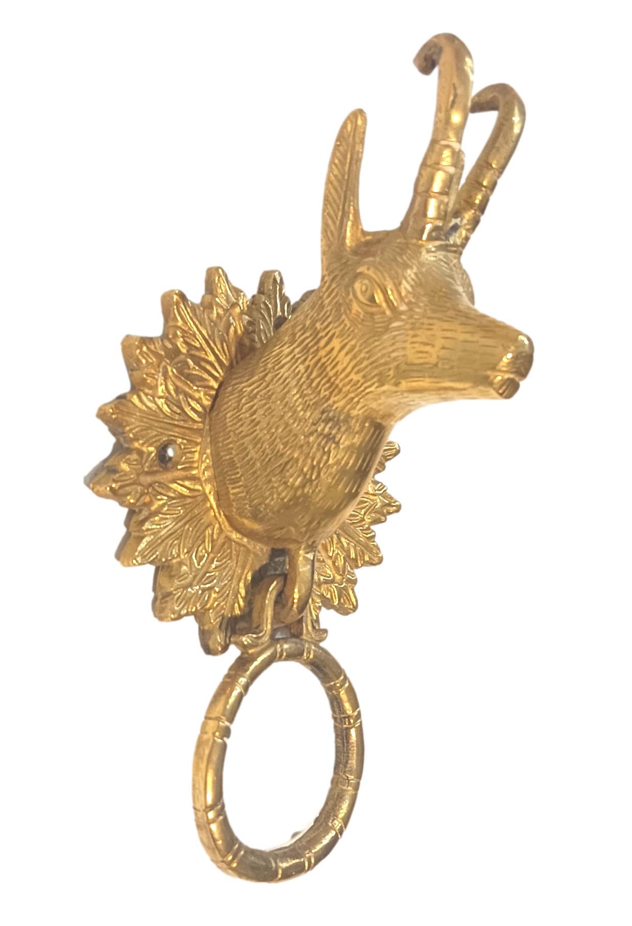athizay Capricorn sun sign Brass Door Knocker, Victorian-Style Animal Figurine, Mountain Goat Design, Gold Finish