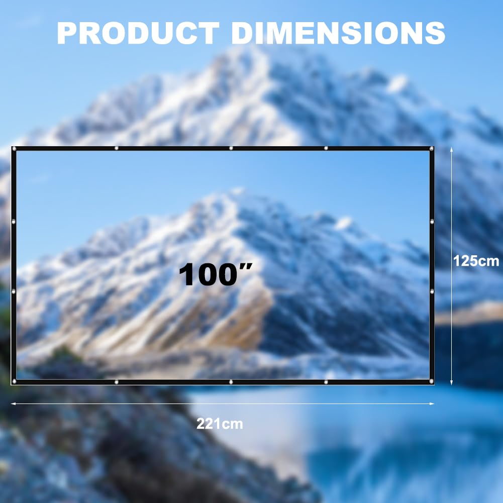 DASIAUTOEM Écran de projection pliable 100", 16:9 HD 4K, écran de projection pliable, écran portable pour la maison, les événements sportifs, l'école, les réunions, le home cinéma