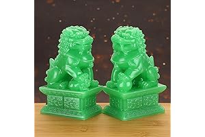 Pair of Fu Foo Dogs, Guardian Lions, Feng Shui Lion Statues for...