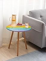 Vista 2 de Mantel redondo pastel, tablones de madera en colores arco iris, estilo rural, rústico, casa de campo temática, impresión de tonos de verano